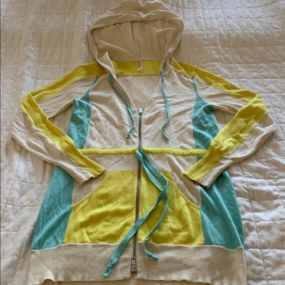 Silk blend zip up tunic hoodie by Nanette Lepore